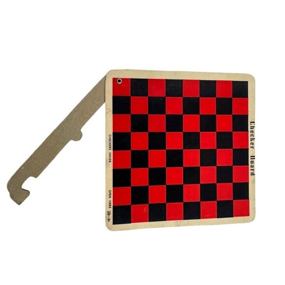 Vintage 1938 A M Co, Checker Game Board with Checkers Cardboard  NY USA Unique - Picture 6 of 6